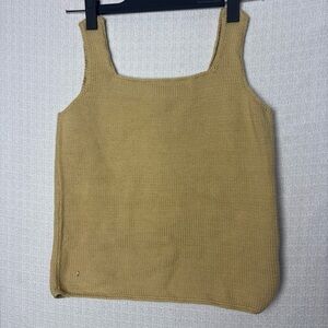 Cream‎ Boxy Tank Top with Tan Highlights